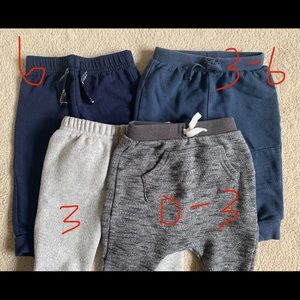 Bundle of sweatpants, blue and gray, size 0-6m
